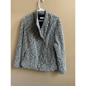 Calvin Klein Black White Long Sleeve Collared Zip Up Front Jacket Womens XL